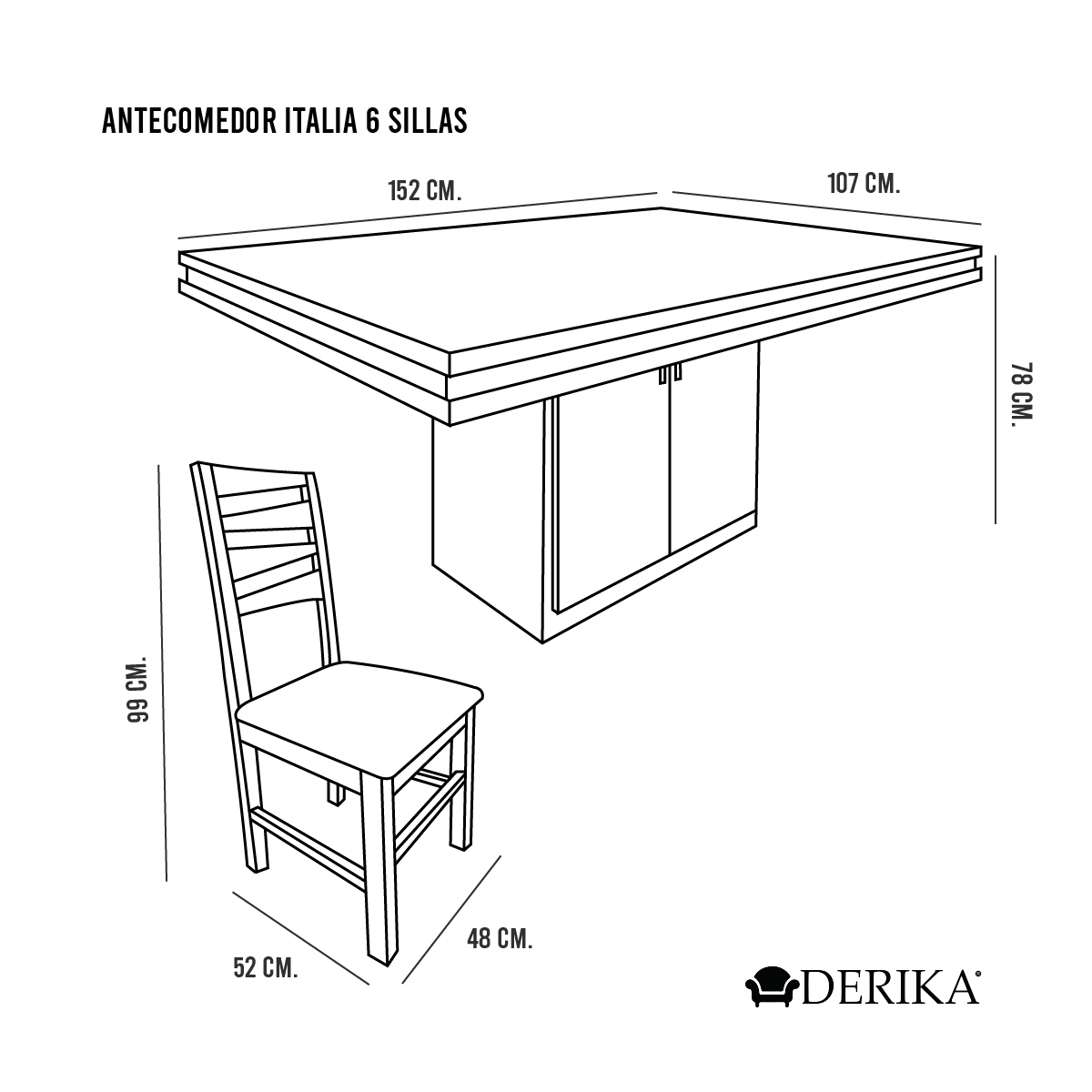 Antecomedor Italia Chapa 06s 05 Medidas-01 Antecomedor Italia 6s Chapa